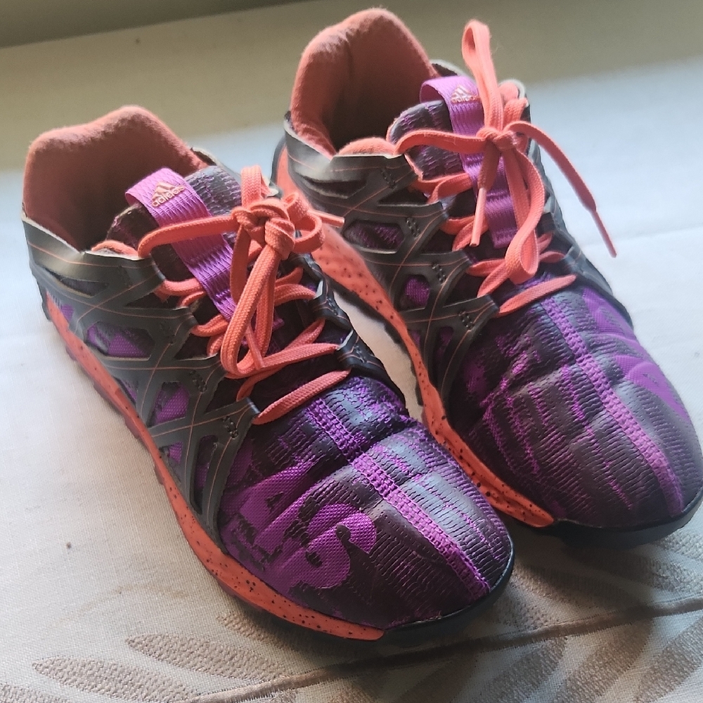 Adidas Women's Vibrant Purple and Orange Athletic Shoes